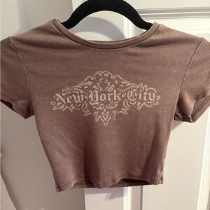 Garage Brown Graphic Crop Top